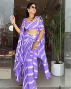 Lavender Leheriya Drape Skirt & Cape