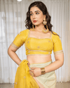 Yellow Shaded Dye Handwork Saree