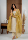 Cosmo Tissue Straight Suit Set with Handwork Buti & Dupatta