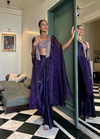 Purple Drape Skirt Set with Handwork Blouse & Cape