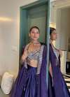 Purple Drape Skirt Set with Handwork Blouse & Cape