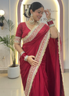 Rasrang  Red Saree with Embroidered Border