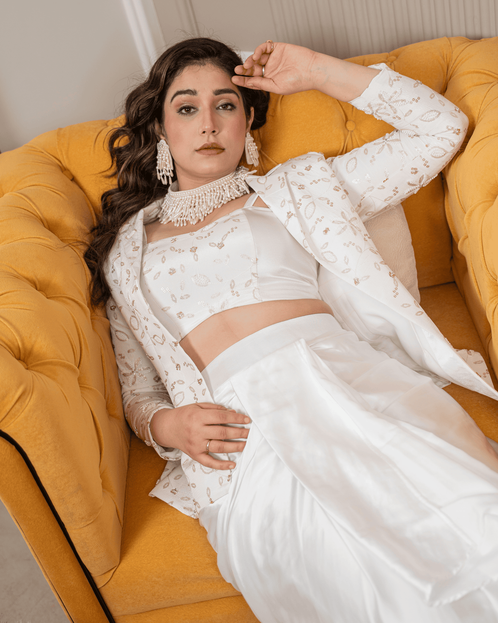 White Blazer Drape Dress