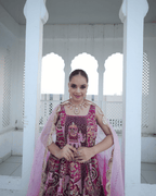 Rani Pink Jhrokha Designer Gown Set