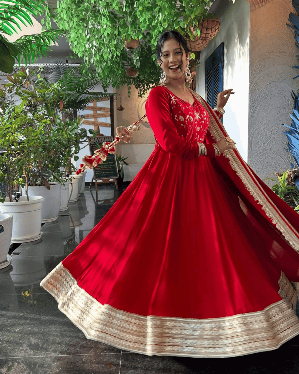 Scarlet Red Anarkali Gown