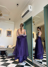 Purple Drape Skirt Set with Handwork Blouse & Cape