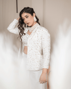 White Blazer Drape Dress
