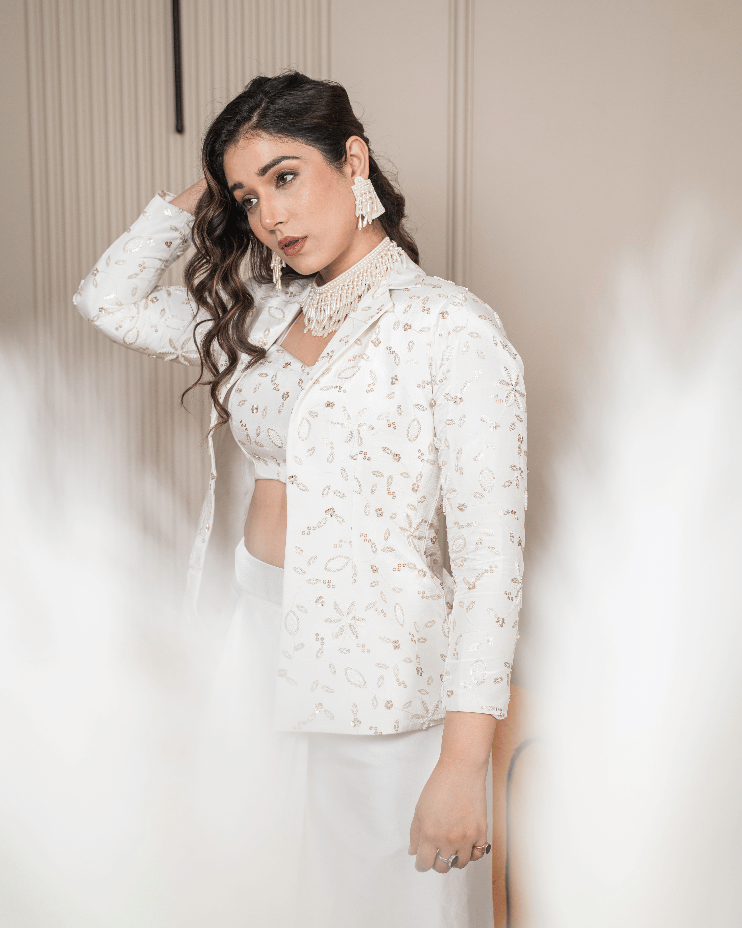 White Blazer Drape Dress