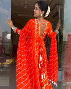 Orange Leheriya Gown