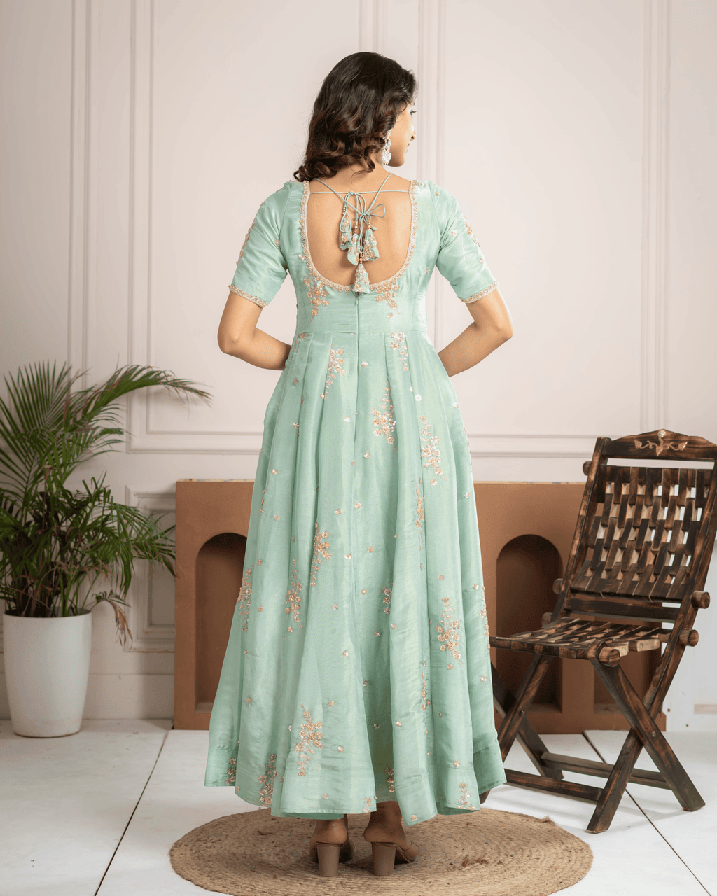 Pista Green Anarkali Set