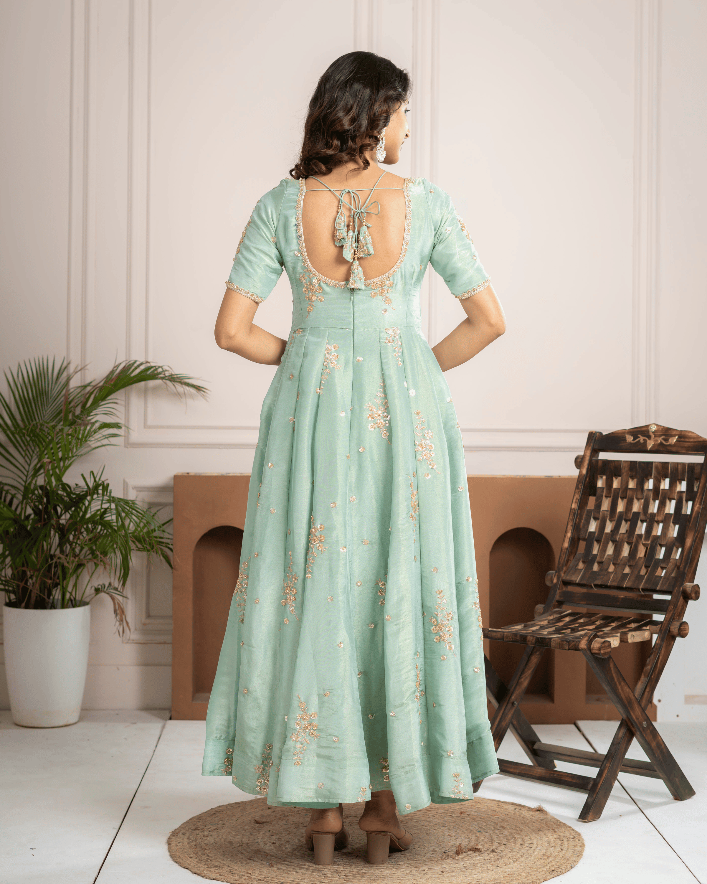 Pista Green Anarkali Set