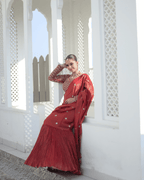 Rust Radish Fishcut Lehenga with Tassel Dupatta