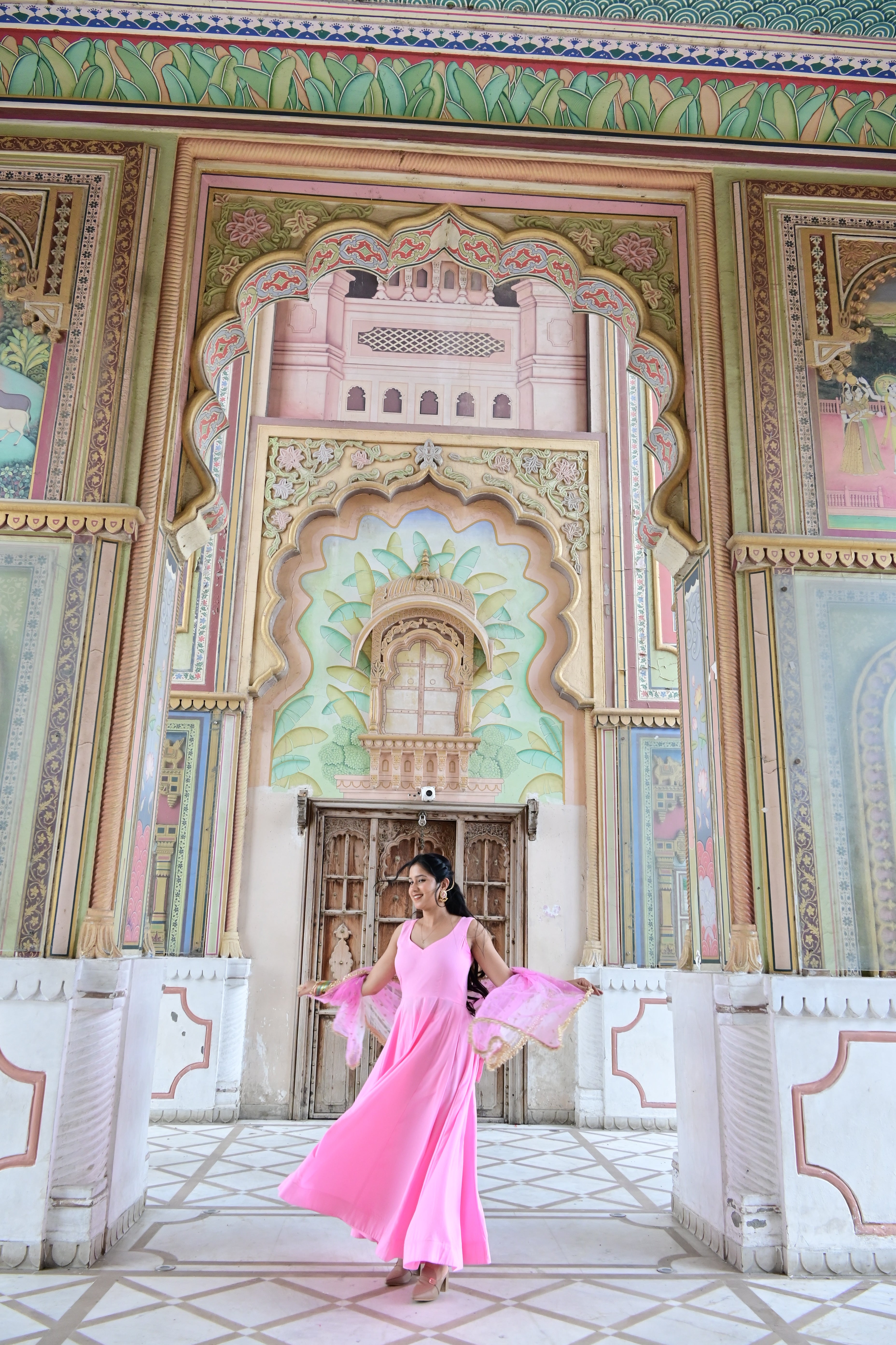 Pink Embroidered Anarkali Kurta Set with Dupatta | V-Neck | Flared Ethnic Suit for Festive & Party Wear