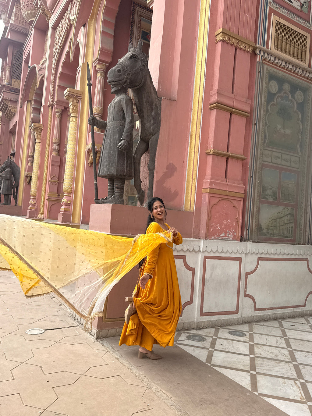 Yellow Anarkali Suit Set for Women | Flared Anarkali Kurta with Embroidered Dupatta | Festive & Ethnic Wear