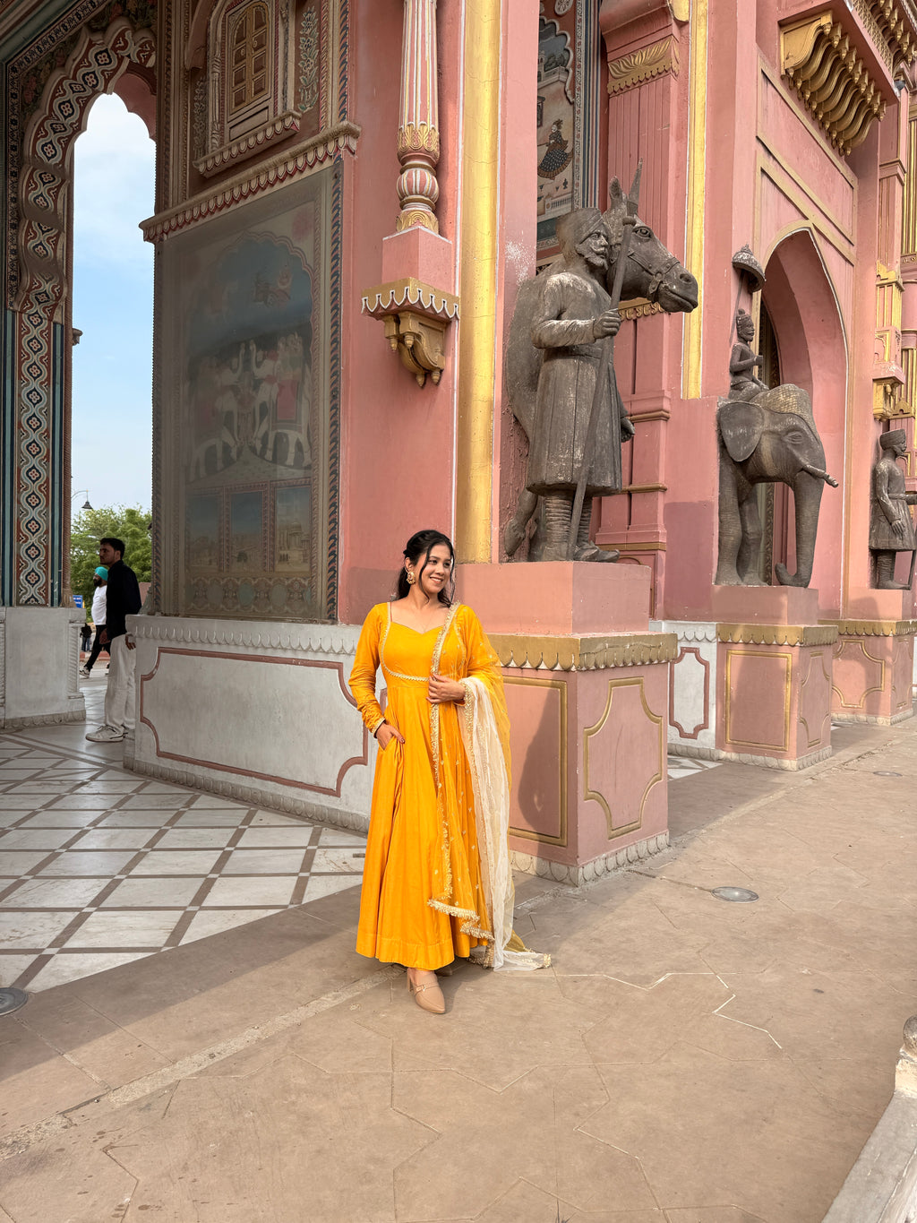 Yellow Anarkali Suit Set for Women | Flared Anarkali Kurta with Embroidered Dupatta | Festive & Ethnic Wear
