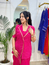 Bold Pink Blazer With Drape Skirt