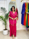 Bold Pink Blazer With Drape Skirt