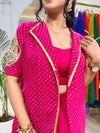 Bold Pink Blazer With Drape Skirt