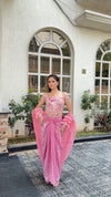 Princess Pink Corset Drape Saree Set