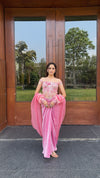 Princess Pink Corset Drape Saree Set