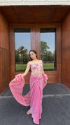 Princess Pink Corset Drape Saree Set