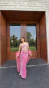 Princess Pink Corset Drape Saree Set