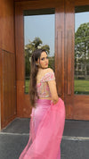 Princess Pink Corset Drape Saree Set
