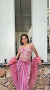 Princess Pink Corset Drape Saree Set