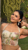 White Floral Organza Lehenga with Corset Blouse