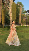 White Floral Organza Lehenga with Corset Blouse