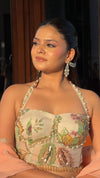 White Floral Organza Lehenga with Corset Blouse