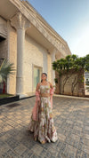 White Floral Organza Lehenga with Corset Blouse
