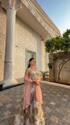 White Floral Organza Lehenga with Corset Blouse
