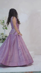 Lavender Mist Crush Lehenga Set With Blouse and Koti