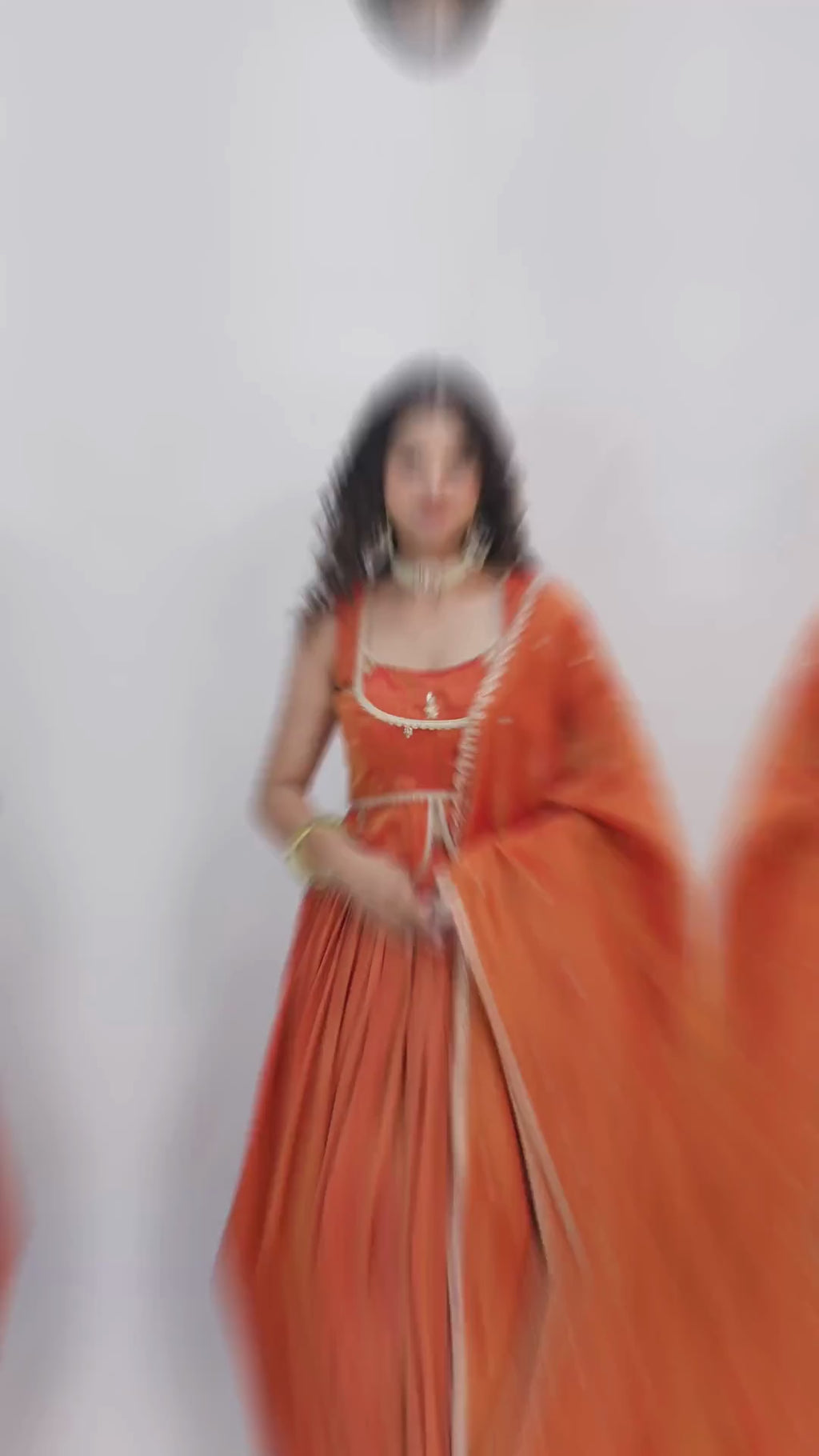 Burnt Orange Cosmo Tissue Lehenga Set