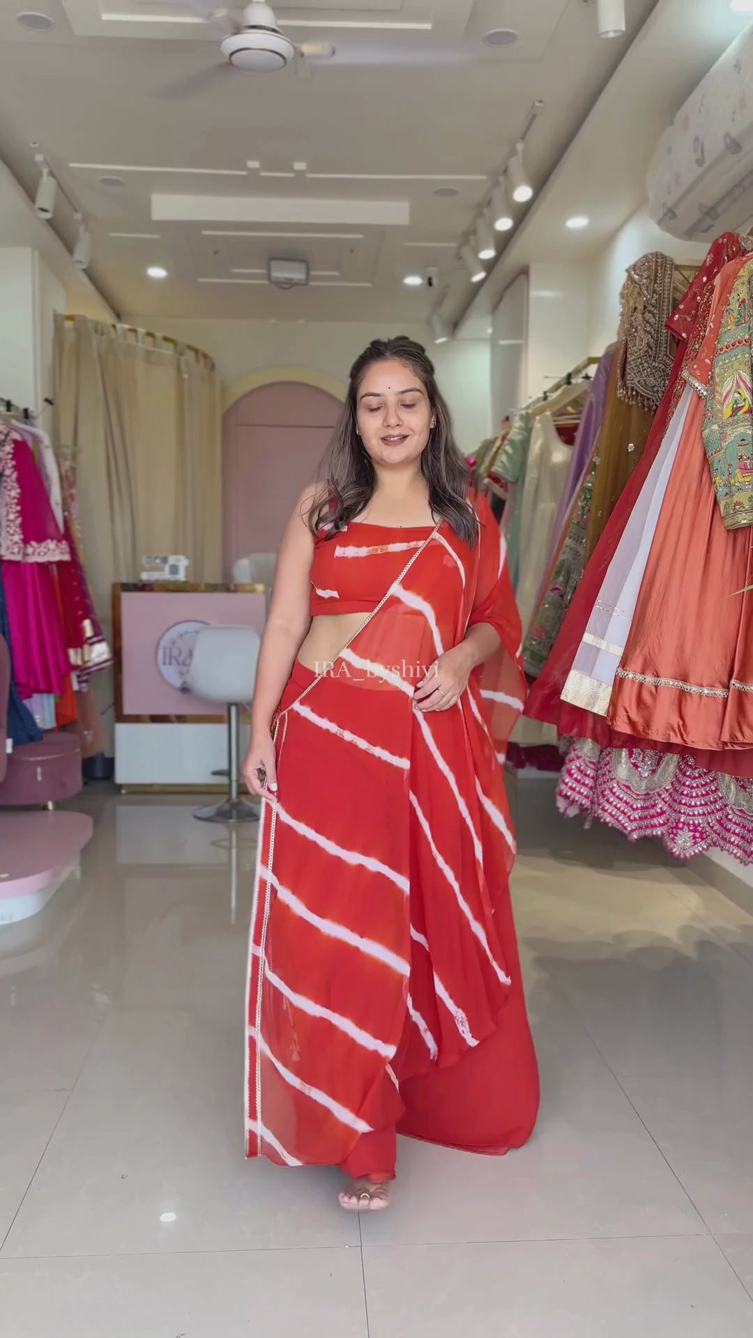 Orange Leheriya Half Kaftan Co-Ord Set