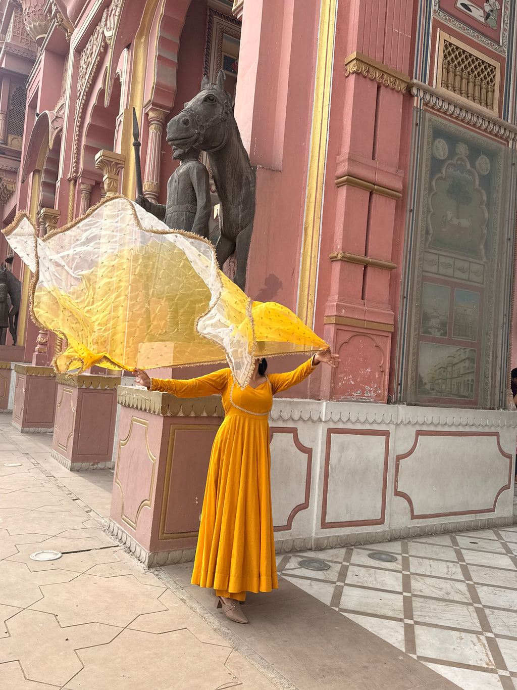 Yellow Anarkali Suit Set for Women | Flared Anarkali Kurta with Embroidered Dupatta | Festive & Ethnic Wear