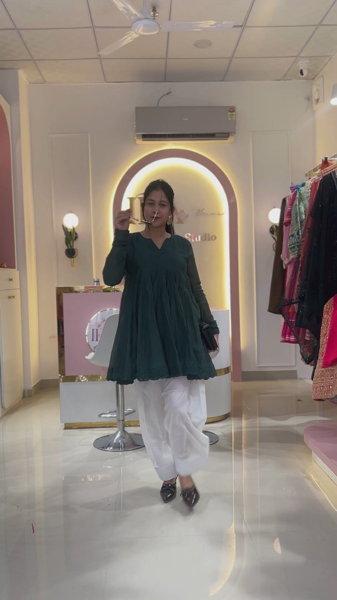 Emerald Green Mul Chanderi Peplum Anarkali Set